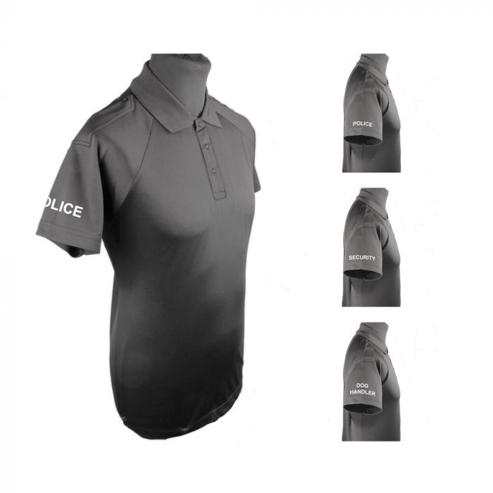 Wicking Polo Shirt, Epaulettes, Short Sleeve black